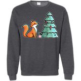 Sweatshirts Dark Heather / S Kawaii Cute Christmas Fox Crewneck Sweatshirt