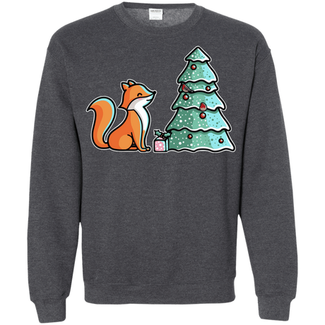 Sweatshirts Dark Heather / S Kawaii Cute Christmas Fox Crewneck Sweatshirt