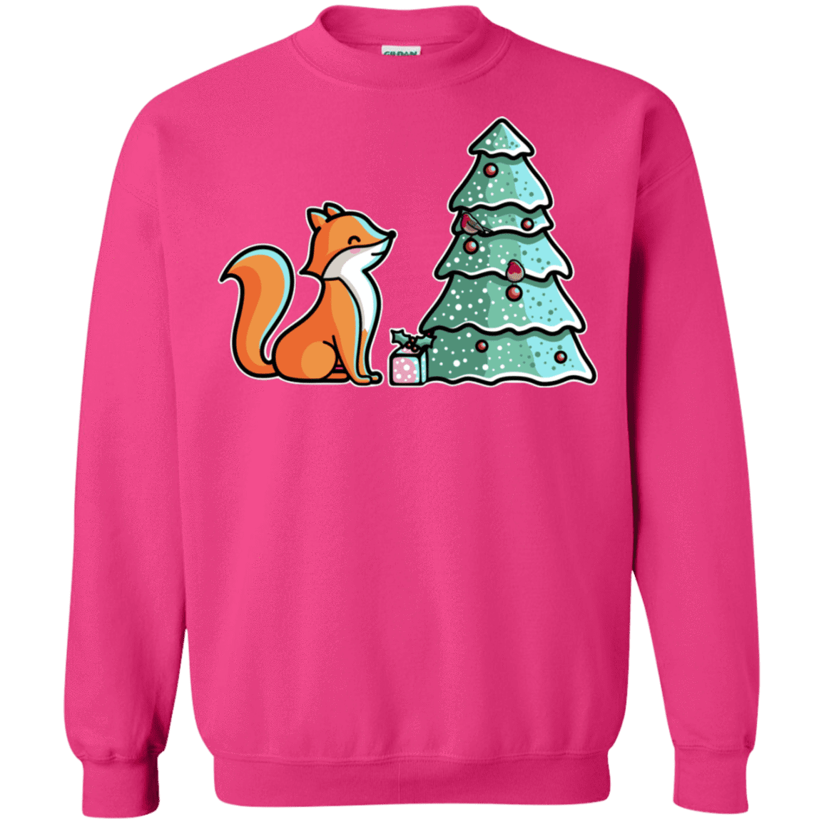 Sweatshirts Heliconia / S Kawaii Cute Christmas Fox Crewneck Sweatshirt