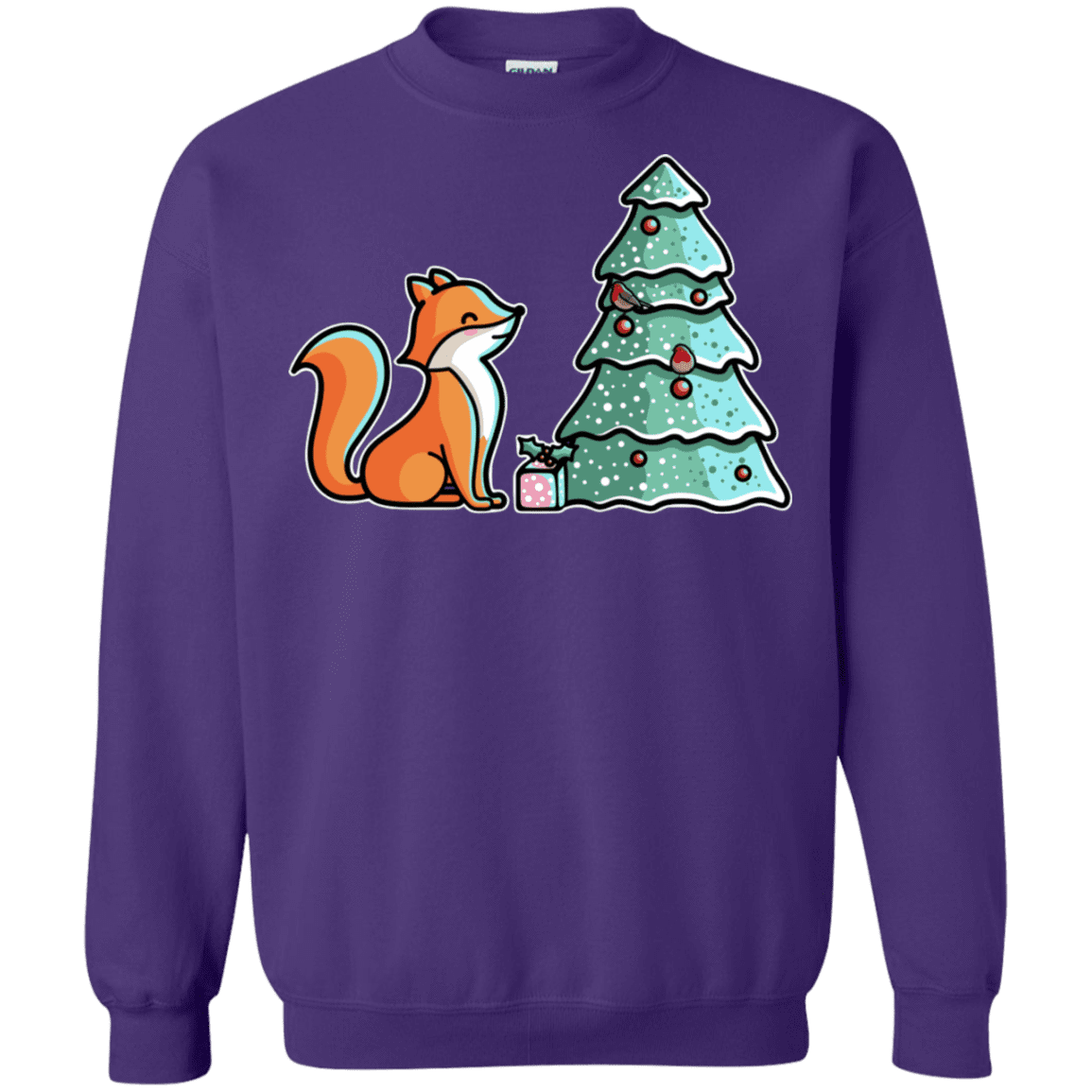 Sweatshirts Purple / S Kawaii Cute Christmas Fox Crewneck Sweatshirt