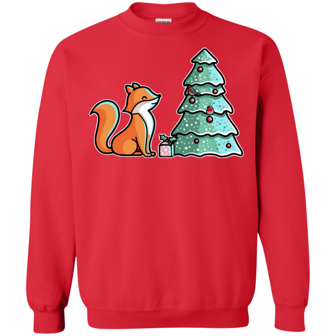 Sweatshirts Red / S Kawaii Cute Christmas Fox Crewneck Sweatshirt