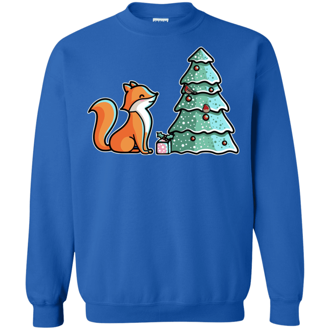 Sweatshirts Royal / S Kawaii Cute Christmas Fox Crewneck Sweatshirt