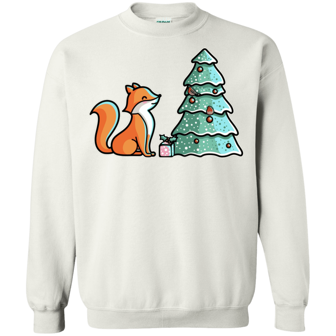 Sweatshirts White / S Kawaii Cute Christmas Fox Crewneck Sweatshirt