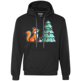 Sweatshirts Black / S Kawaii Cute Christmas Fox Premium Fleece Hoodie