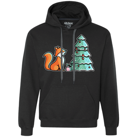 Sweatshirts Black / S Kawaii Cute Christmas Fox Premium Fleece Hoodie