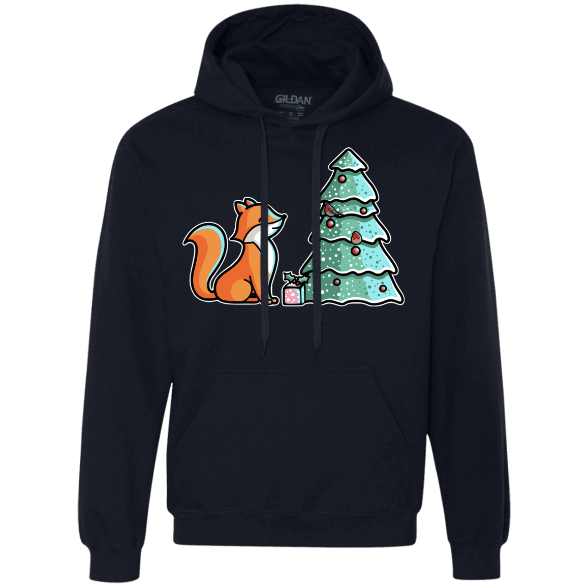 Sweatshirts Navy / S Kawaii Cute Christmas Fox Premium Fleece Hoodie