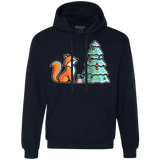 Sweatshirts Navy / S Kawaii Cute Christmas Fox Premium Fleece Hoodie