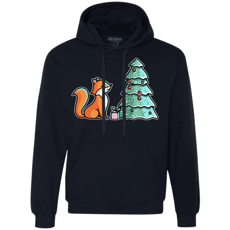 Sweatshirts Navy / S Kawaii Cute Christmas Fox Premium Fleece Hoodie