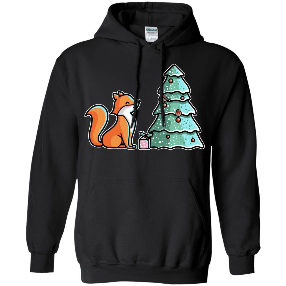 Sweatshirts Black / S Kawaii Cute Christmas Fox Pullover Hoodie