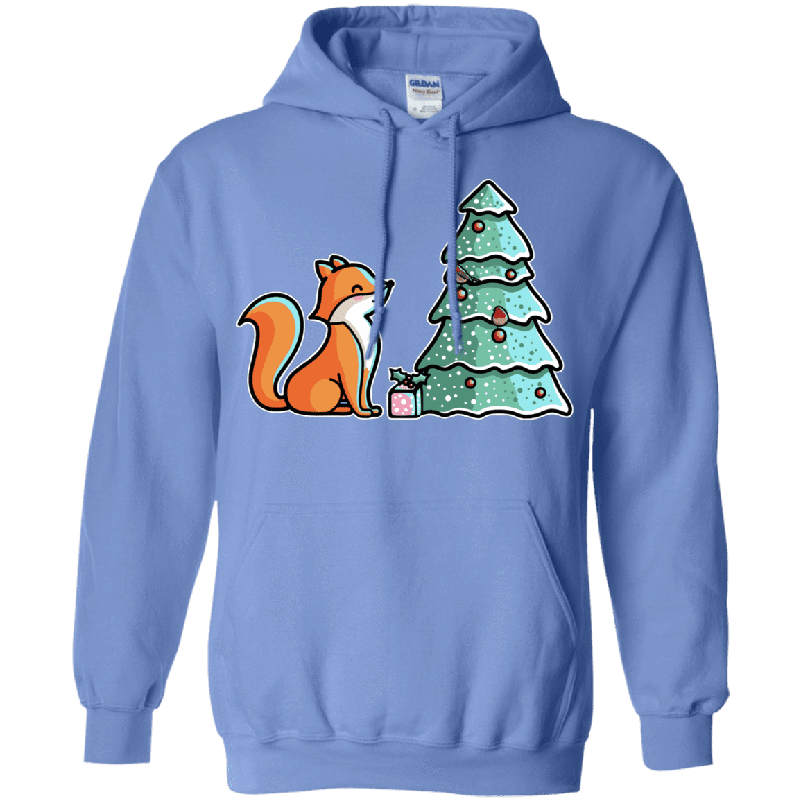 Sweatshirts Carolina Blue / S Kawaii Cute Christmas Fox Pullover Hoodie