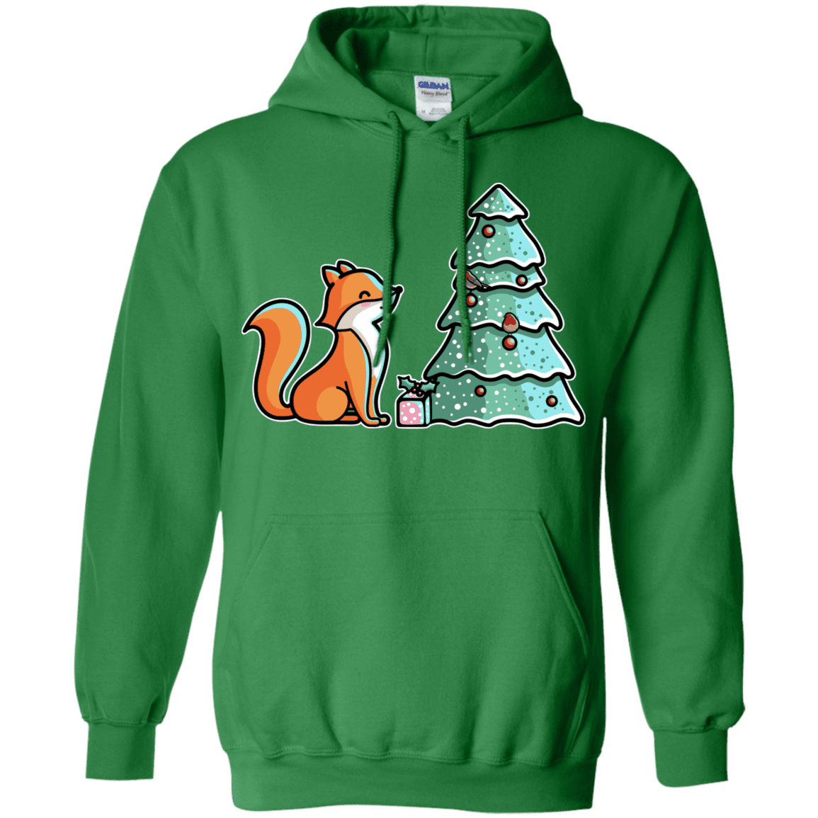 Sweatshirts Irish Green / S Kawaii Cute Christmas Fox Pullover Hoodie