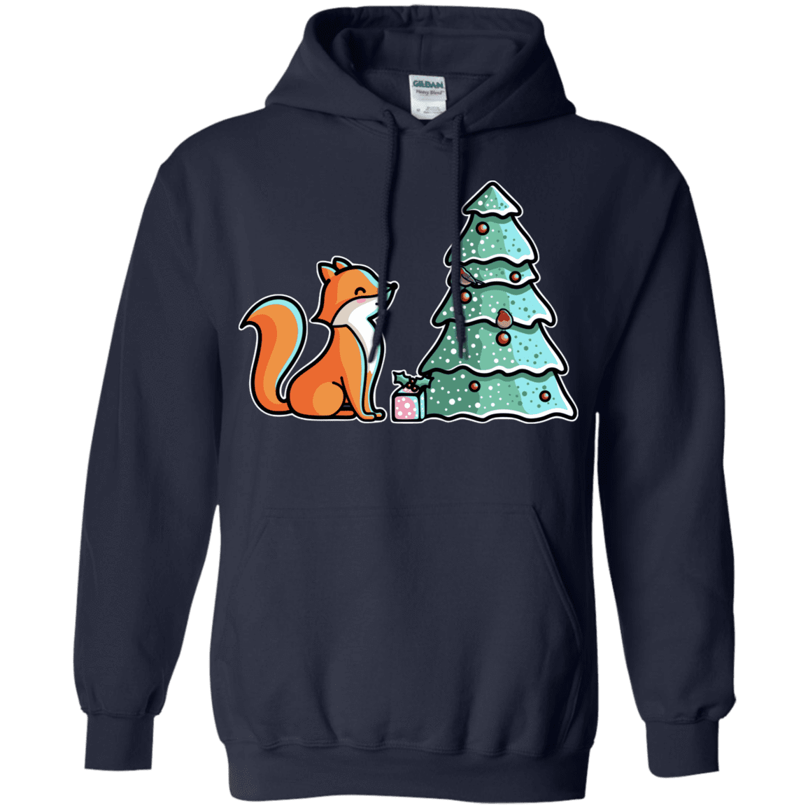 Sweatshirts Navy / S Kawaii Cute Christmas Fox Pullover Hoodie