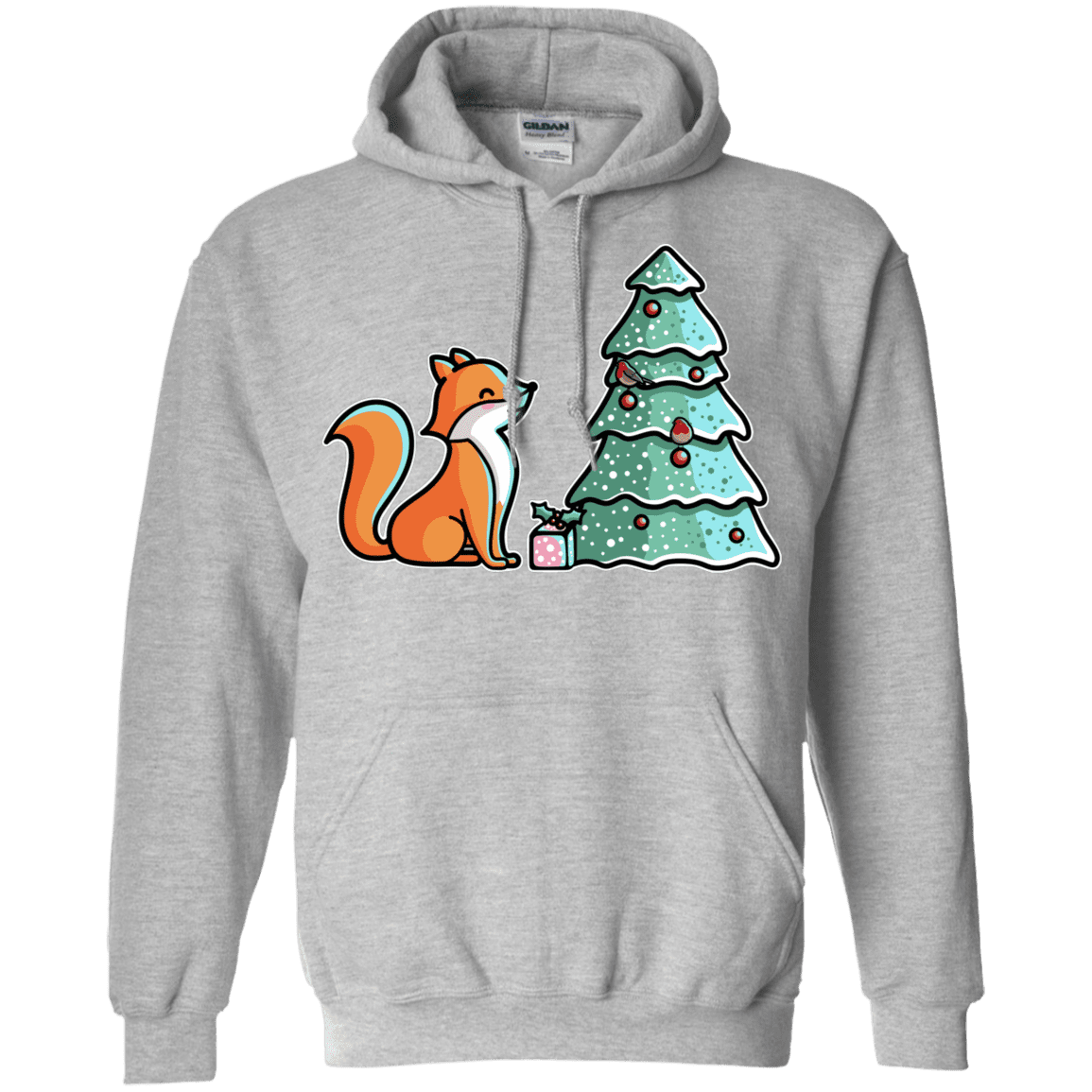 Sweatshirts Sport Grey / S Kawaii Cute Christmas Fox Pullover Hoodie