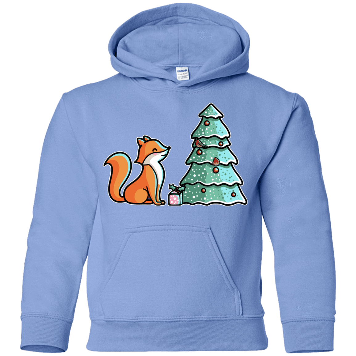 Sweatshirts Carolina Blue / YS Kawaii Cute Christmas Fox Youth Hoodie