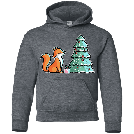 Sweatshirts Dark Heather / YS Kawaii Cute Christmas Fox Youth Hoodie