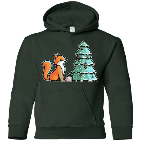 Sweatshirts Forest Green / YS Kawaii Cute Christmas Fox Youth Hoodie