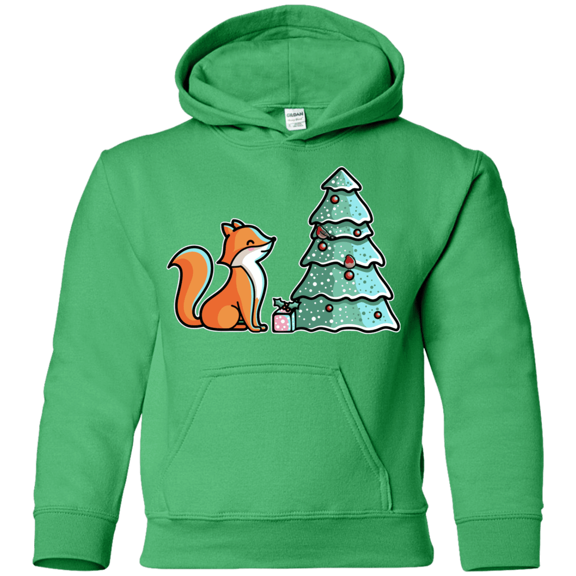 Sweatshirts Irish Green / YS Kawaii Cute Christmas Fox Youth Hoodie
