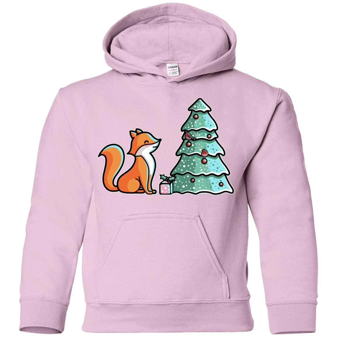 Sweatshirts Light Pink / YS Kawaii Cute Christmas Fox Youth Hoodie