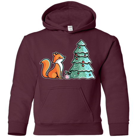 Sweatshirts Maroon / YS Kawaii Cute Christmas Fox Youth Hoodie