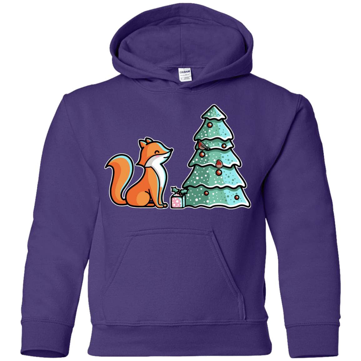 Sweatshirts Purple / YS Kawaii Cute Christmas Fox Youth Hoodie