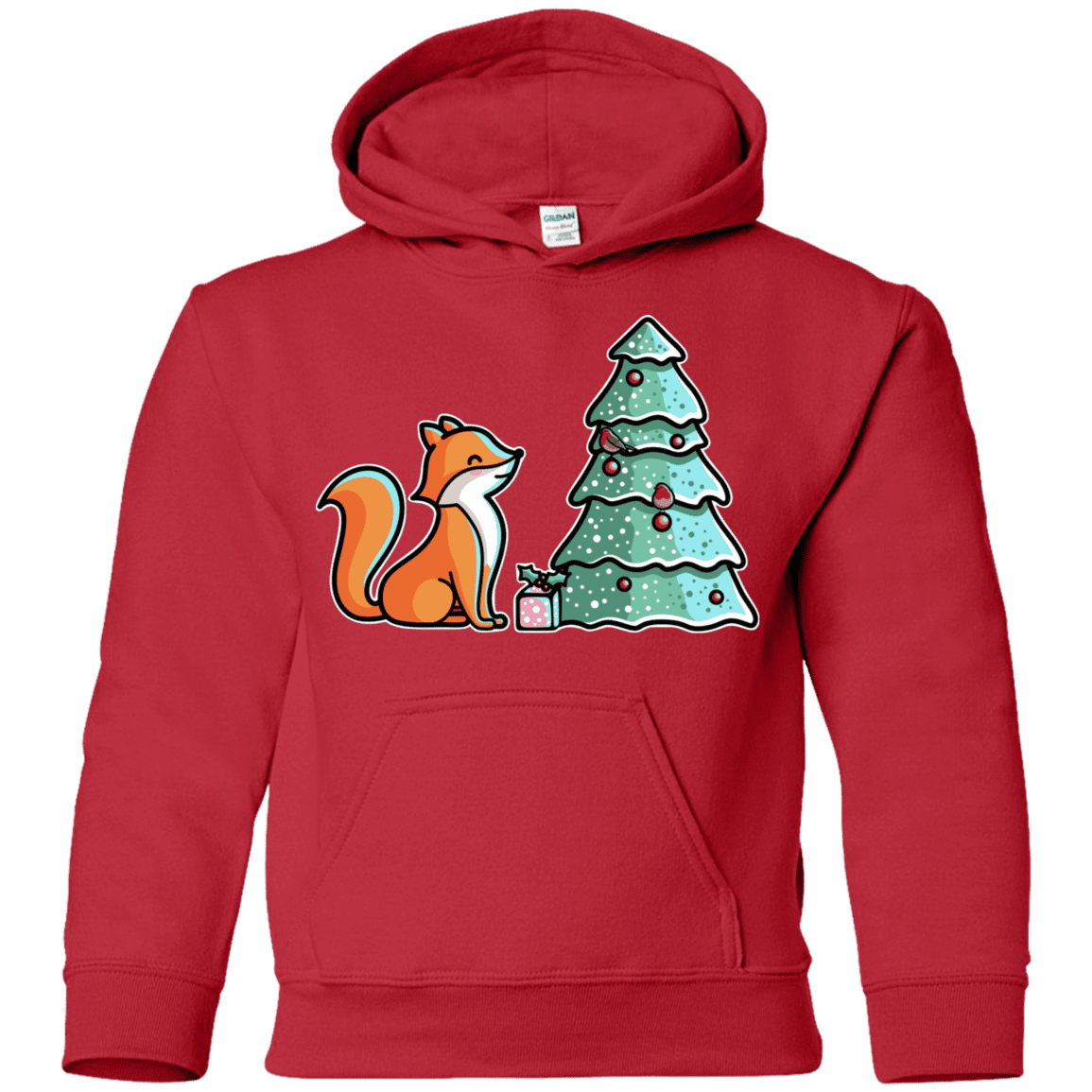 Sweatshirts Red / YS Kawaii Cute Christmas Fox Youth Hoodie