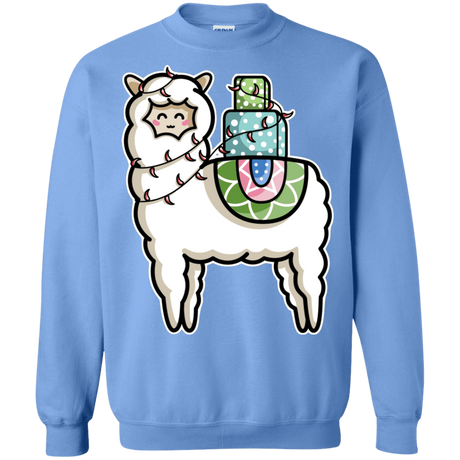 Sweatshirts Carolina Blue / S Kawaii Cute Llama Carrying Presents Crewneck Sweatshirt