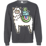 Sweatshirts Dark Heather / S Kawaii Cute Llama Carrying Presents Crewneck Sweatshirt