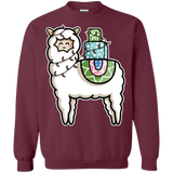 Sweatshirts Maroon / S Kawaii Cute Llama Carrying Presents Crewneck Sweatshirt