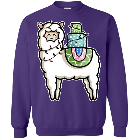 Sweatshirts Purple / S Kawaii Cute Llama Carrying Presents Crewneck Sweatshirt