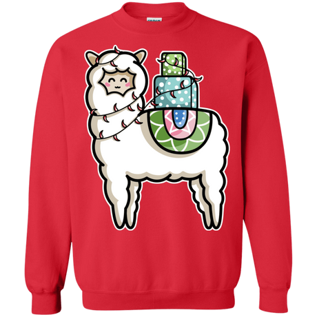 Sweatshirts Red / S Kawaii Cute Llama Carrying Presents Crewneck Sweatshirt