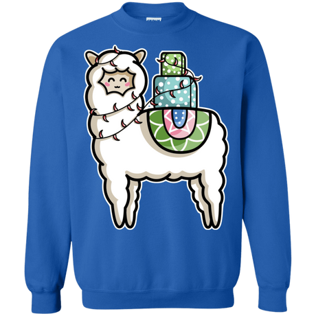 Sweatshirts Royal / S Kawaii Cute Llama Carrying Presents Crewneck Sweatshirt