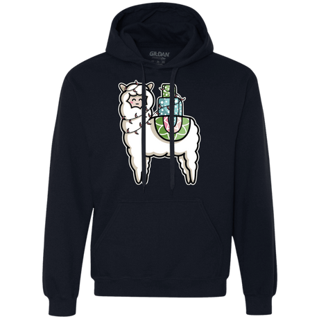 Sweatshirts Navy / S Kawaii Cute Llama Carrying Presents Premium Fleece Hoodie