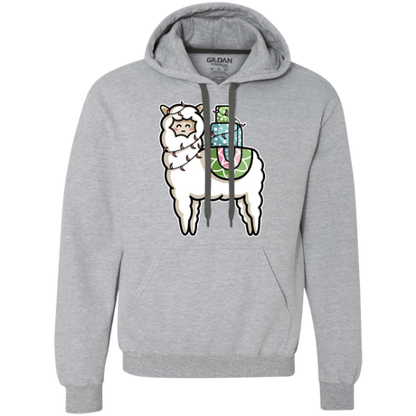 Sweatshirts Sport Grey / L Kawaii Cute Llama Carrying Presents Premium Fleece Hoodie