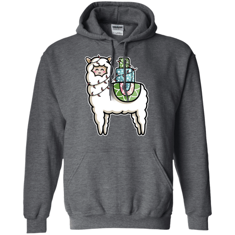 Sweatshirts Dark Heather / S Kawaii Cute Llama Carrying Presents Pullover Hoodie