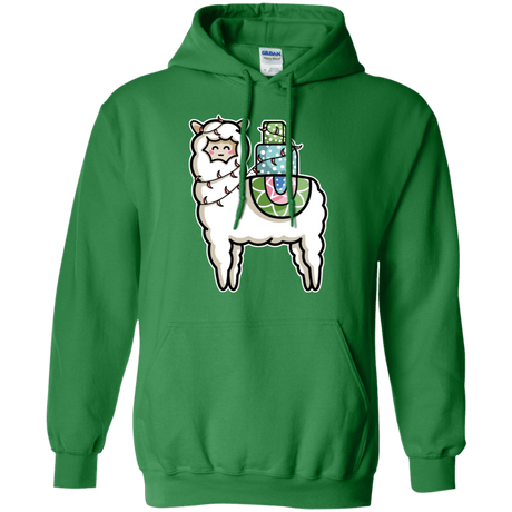 Sweatshirts Irish Green / S Kawaii Cute Llama Carrying Presents Pullover Hoodie