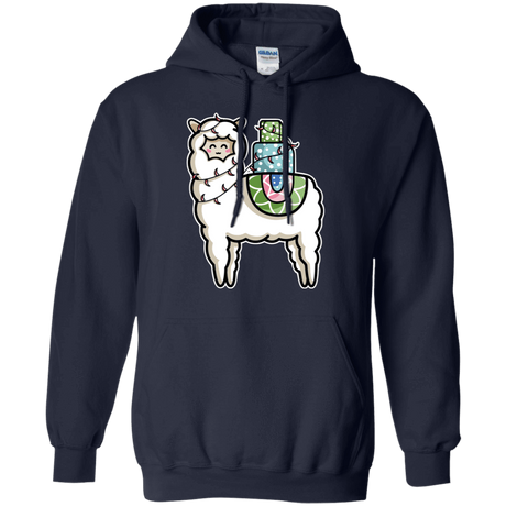 Sweatshirts Navy / S Kawaii Cute Llama Carrying Presents Pullover Hoodie