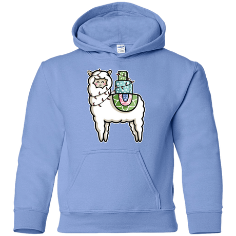 Sweatshirts Carolina Blue / YS Kawaii Cute Llama Carrying Presents Youth Hoodie