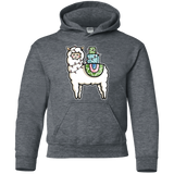 Sweatshirts Dark Heather / YS Kawaii Cute Llama Carrying Presents Youth Hoodie