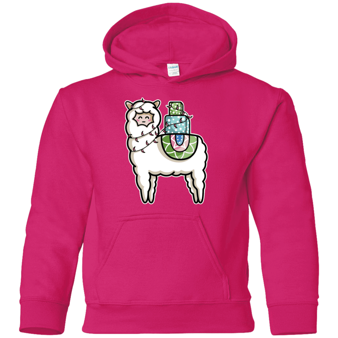 Sweatshirts Heliconia / YS Kawaii Cute Llama Carrying Presents Youth Hoodie