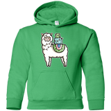 Sweatshirts Irish Green / YS Kawaii Cute Llama Carrying Presents Youth Hoodie