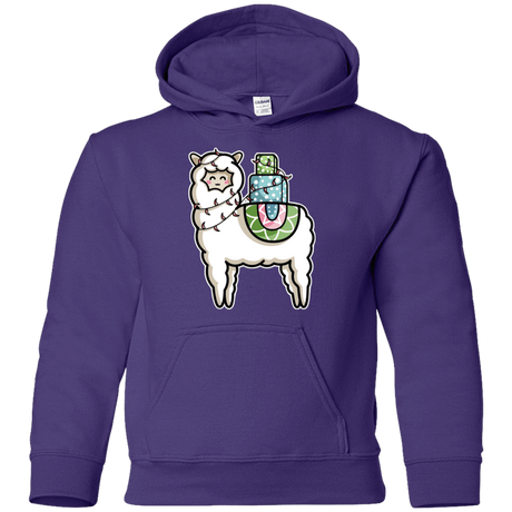 Sweatshirts Purple / YS Kawaii Cute Llama Carrying Presents Youth Hoodie