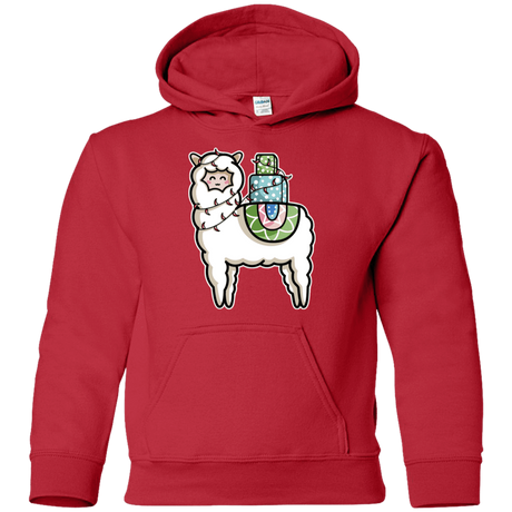 Sweatshirts Red / YS Kawaii Cute Llama Carrying Presents Youth Hoodie