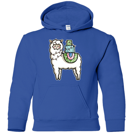 Sweatshirts Royal / YS Kawaii Cute Llama Carrying Presents Youth Hoodie