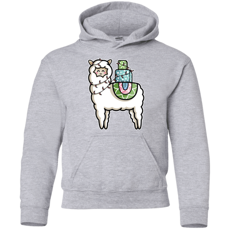 Sweatshirts Sport Grey / YS Kawaii Cute Llama Carrying Presents Youth Hoodie