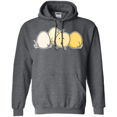 Sweatshirts Dark Heather / S Kawaii Easter Chick and Eggs Pullover Hoodie