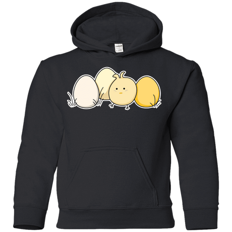 Sweatshirts Black / YS Kawaii Easter Chick and Eggs Youth Hoodie