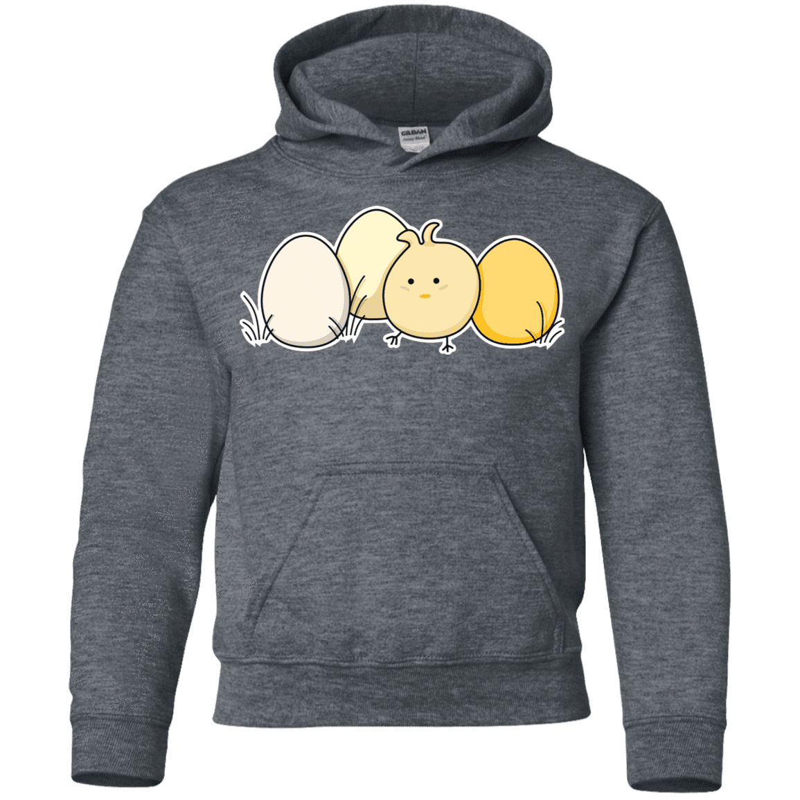 Sweatshirts Dark Heather / YS Kawaii Easter Chick and Eggs Youth Hoodie