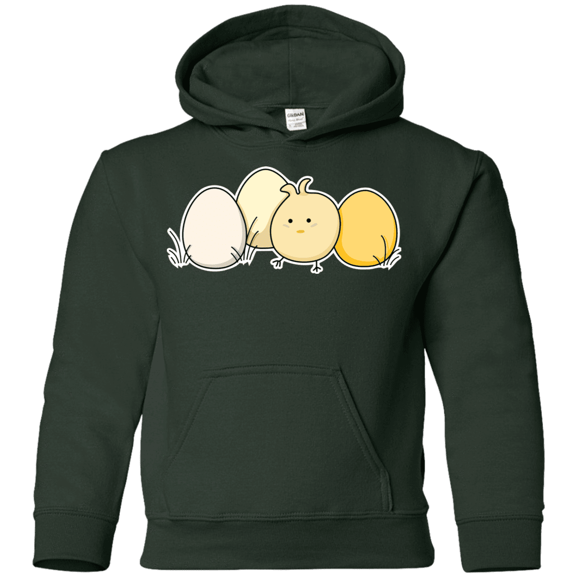 Sweatshirts Forest Green / YS Kawaii Easter Chick and Eggs Youth Hoodie