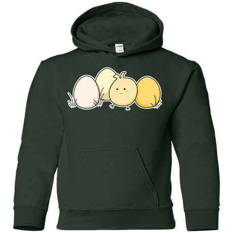 Sweatshirts Forest Green / YS Kawaii Easter Chick and Eggs Youth Hoodie