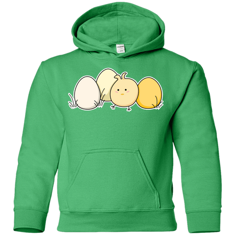 Sweatshirts Irish Green / YS Kawaii Easter Chick and Eggs Youth Hoodie